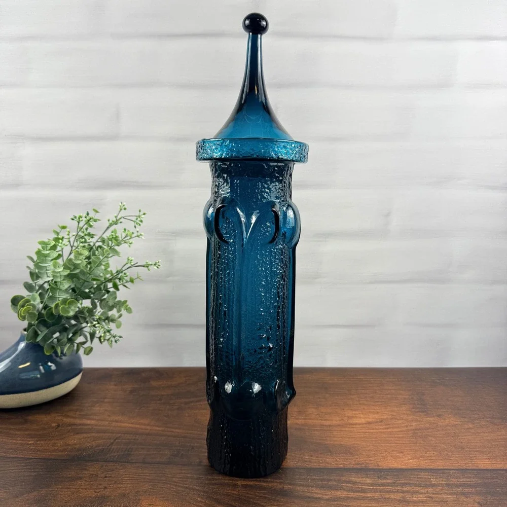 Wayne Husted Stelvia Antiqua Large Blue Glass Apothecary Jar Italy 1960s